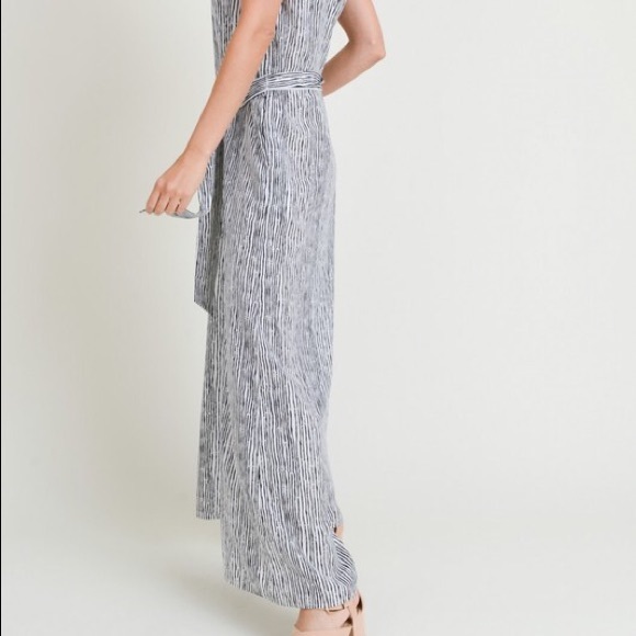 White and Black Striped Jumpsuit - Picture 5 of 8